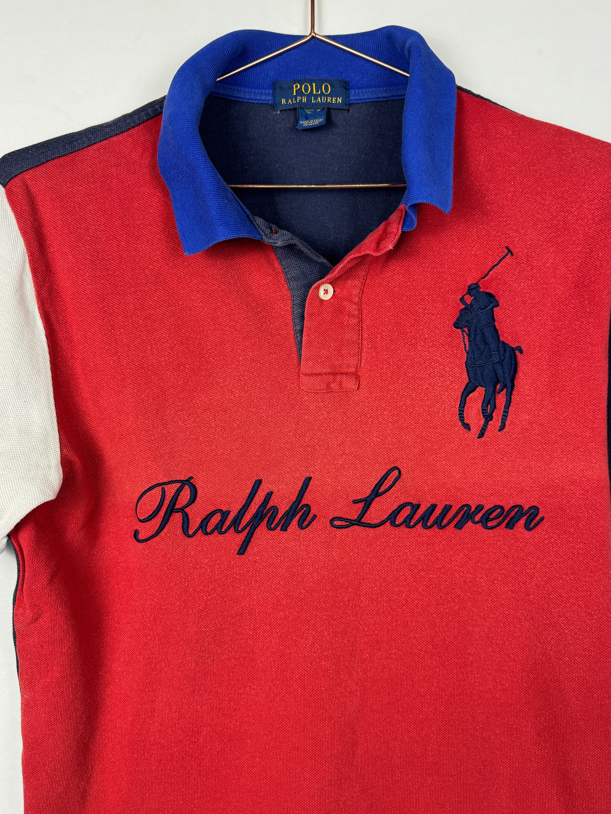Polo Ralph Lauren Vintage Color-Block, Red,White and Navy Short Sleeve Polo Shirt