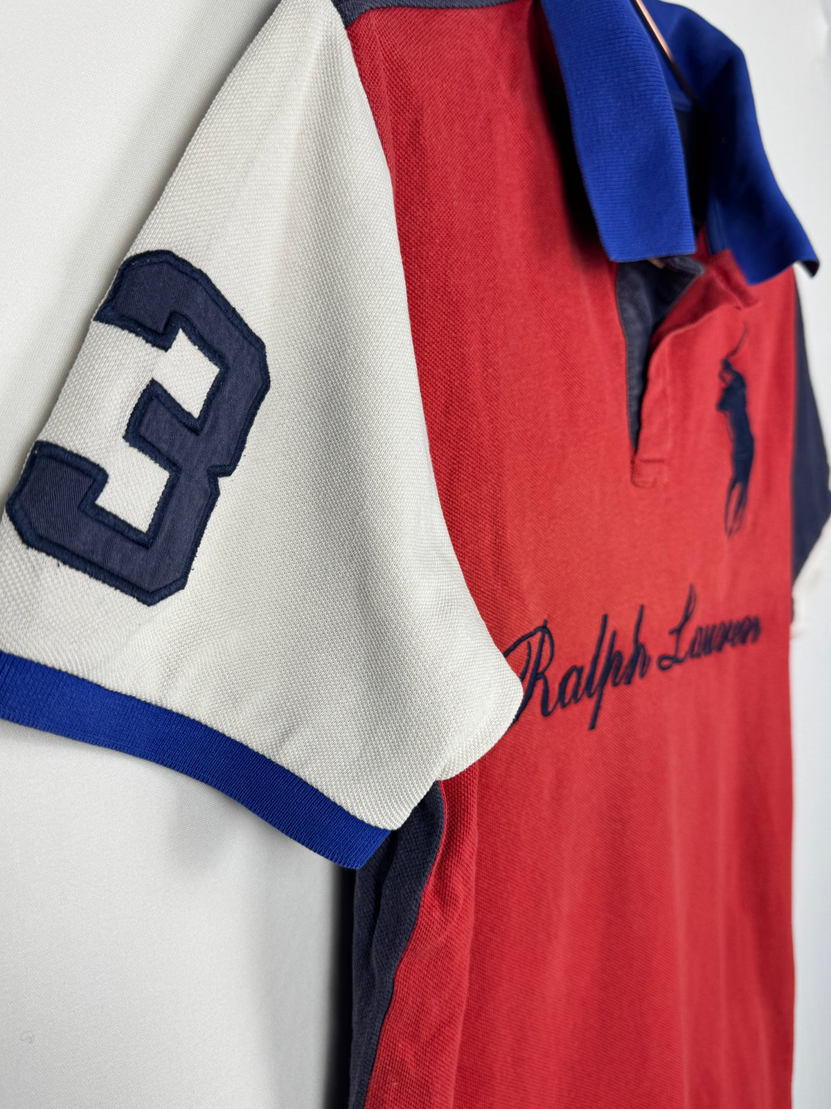 Polo Ralph Lauren Vintage Color-Block, Red,White and Navy Short Sleeve Polo Shirt