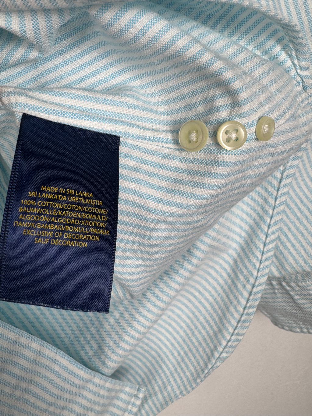 Ralph Lauren Vintage Light Blue Striped Custom Fit Shirt in Women's