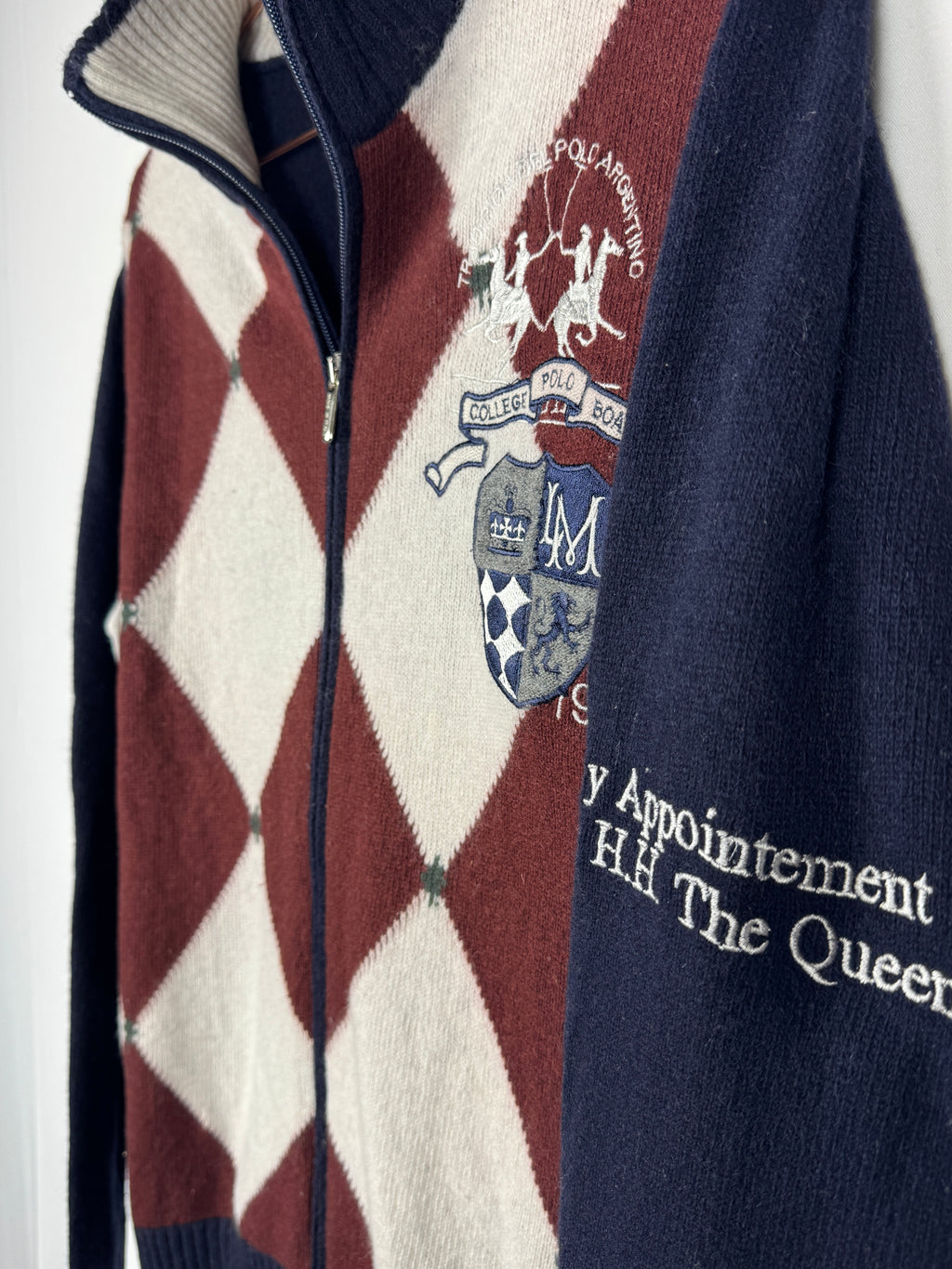 La Martina Vintage Argyle Full-Zip Sweater