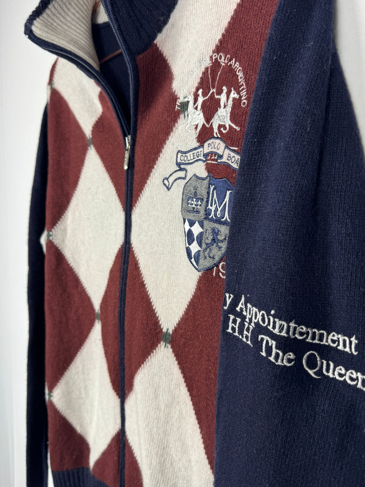 La Martina Vintage Argyle Full-Zip Sweater