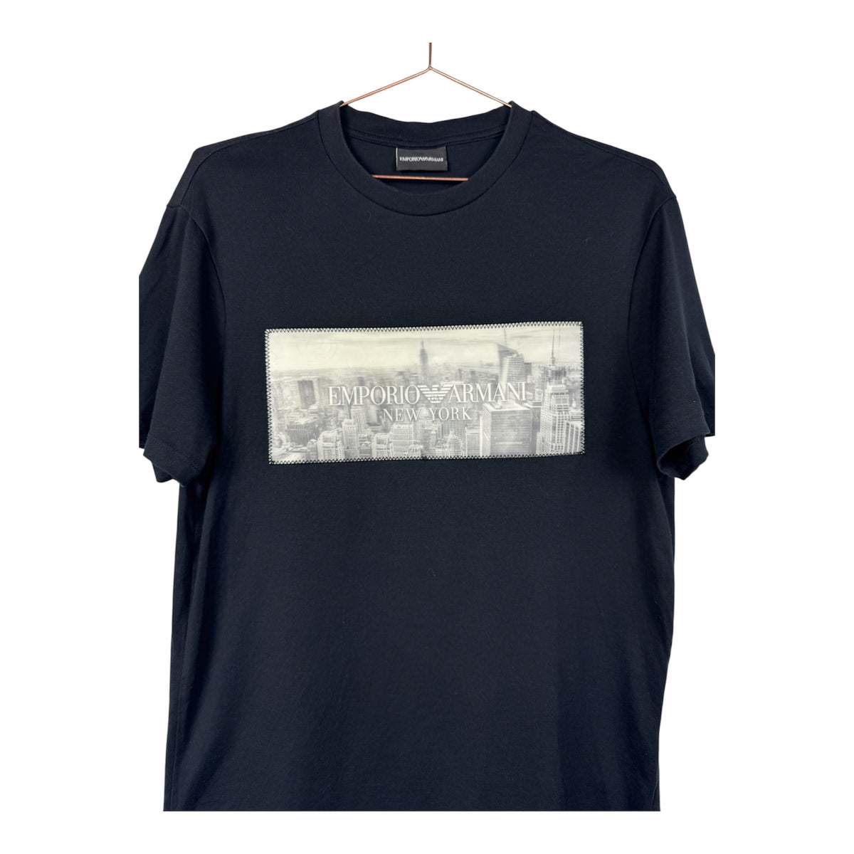 Emporio Armani Monochrome Black New York Skyline Graphic T-Shirt