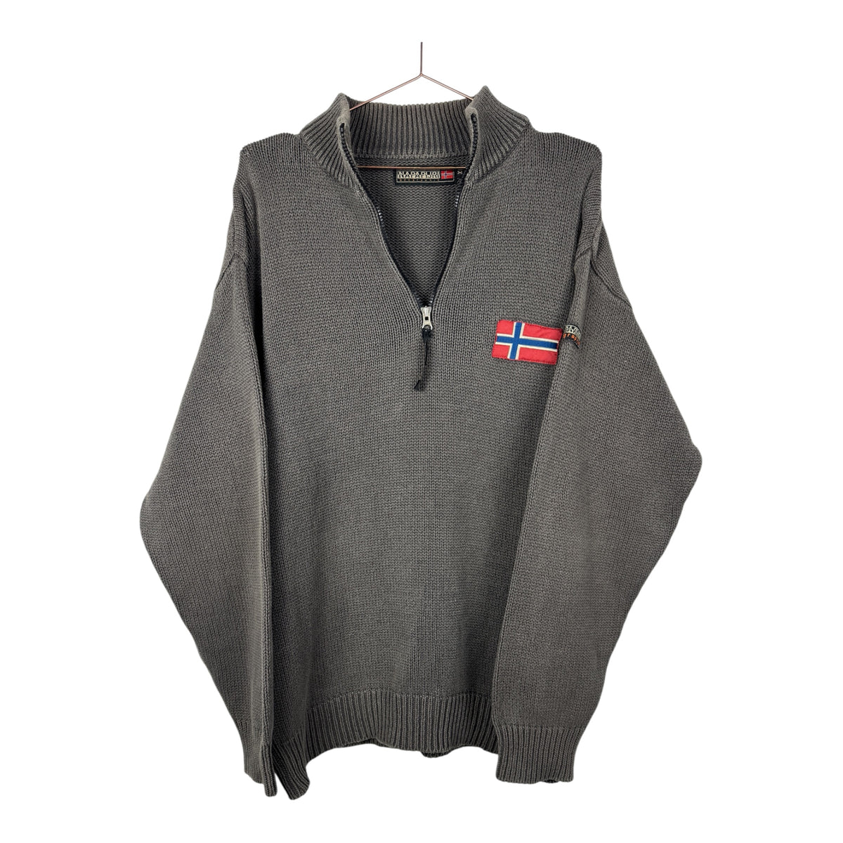 Napapijri Grey Knit Quarter-Zip Jumper