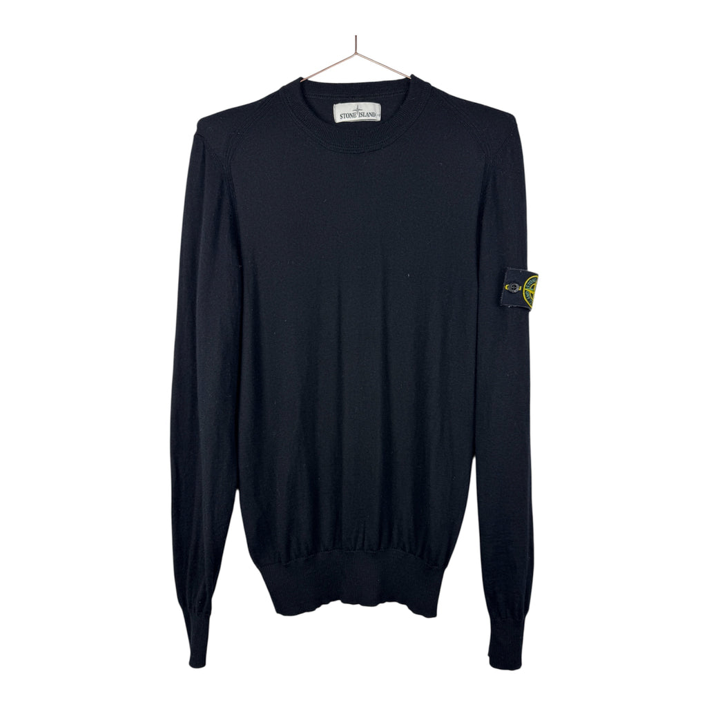 Stone Island Black Fine-Knit Crewneck Jumper