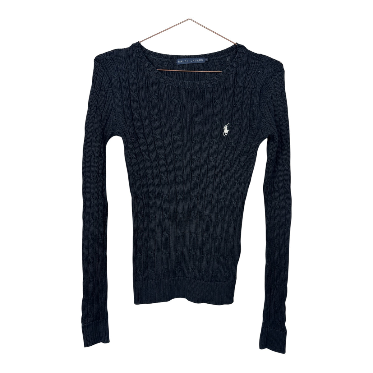 Ralph Lauren Women's Vintage Black Cable Knit Jumper