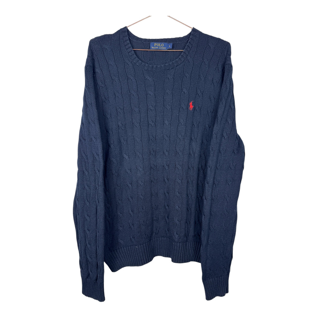 Ralph Lauren Vintage Dark Navy Blue Cable Knitted Jumper