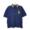 Ralph Lauren Vintage Navy Blue Short Sleeve Polo Shirt with Large Yellow Pony Logo