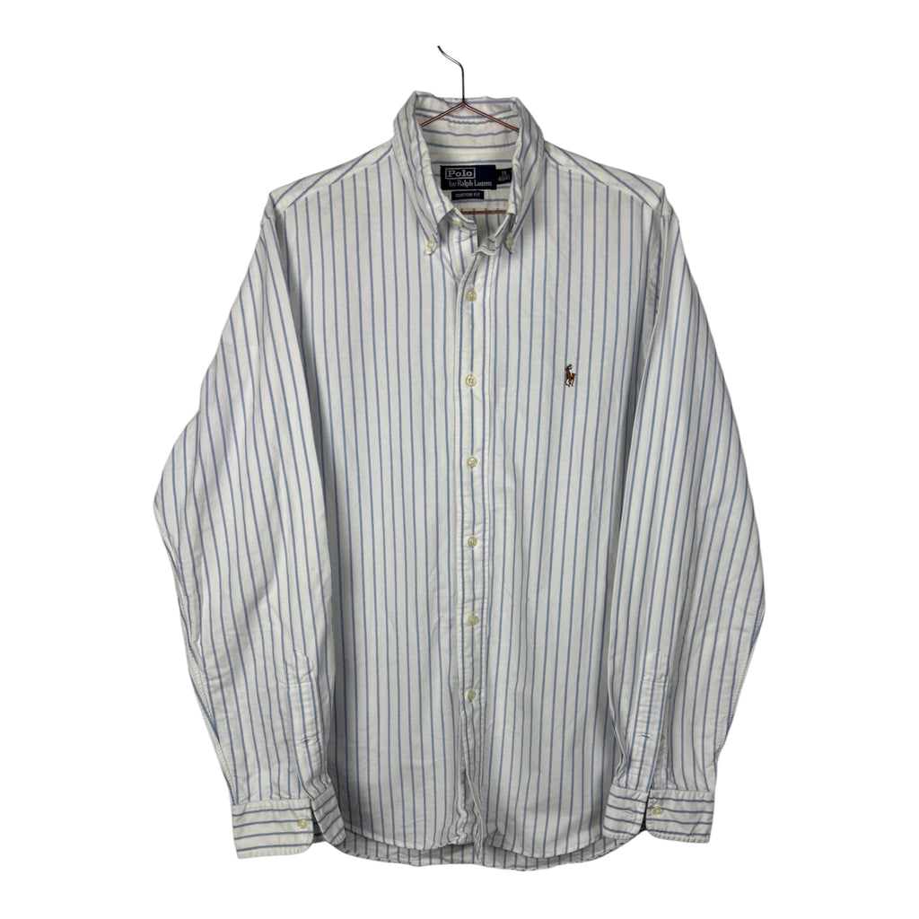 Ralph Lauren Vintage White and Blue Striped Long Sleeve Shirt