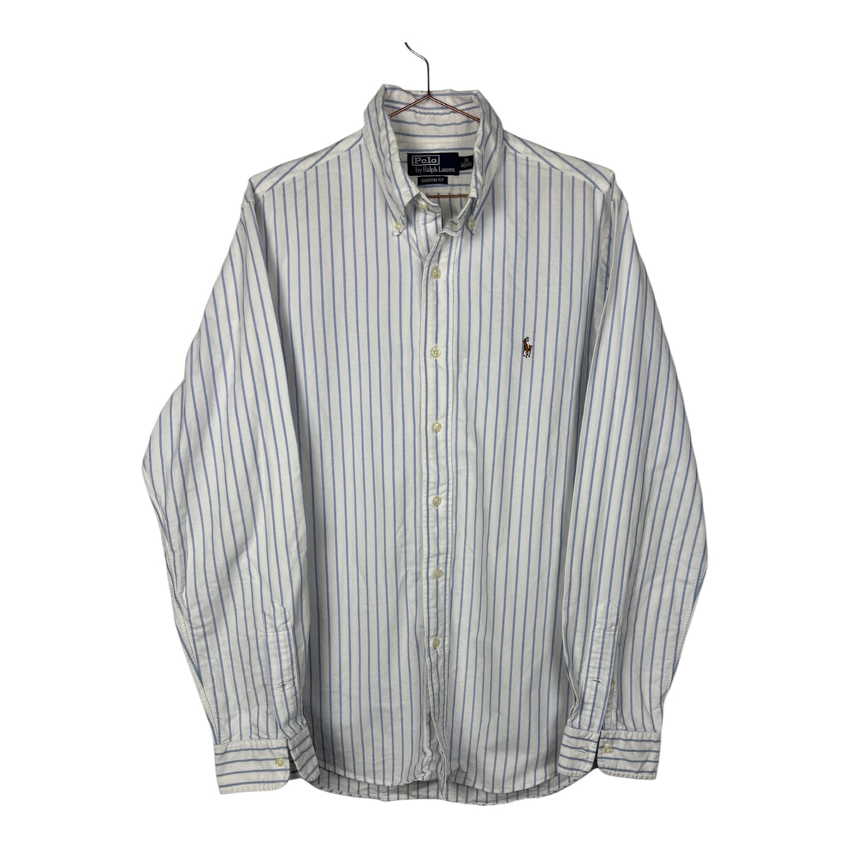 Ralph Lauren Vintage White and Blue Striped Long Sleeve Shirt