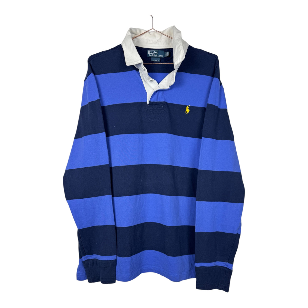 Ralph Lauren Vintage Navy and Blue Striped Rugby Shirt