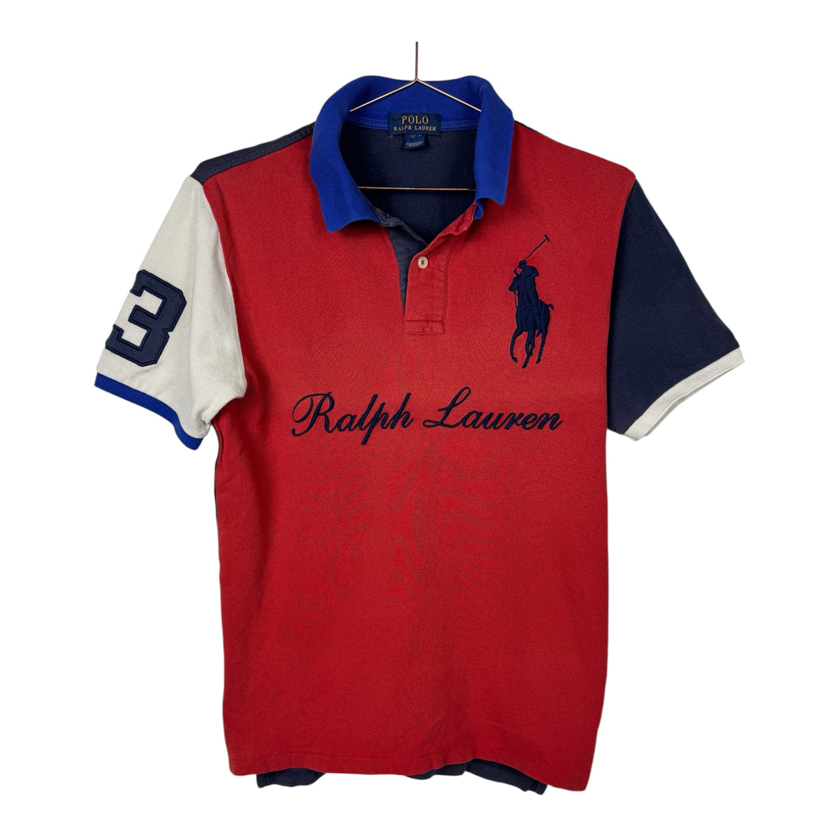 Polo Ralph Lauren Vintage Color-Block, Red,White and Navy Short Sleeve Polo Shirt