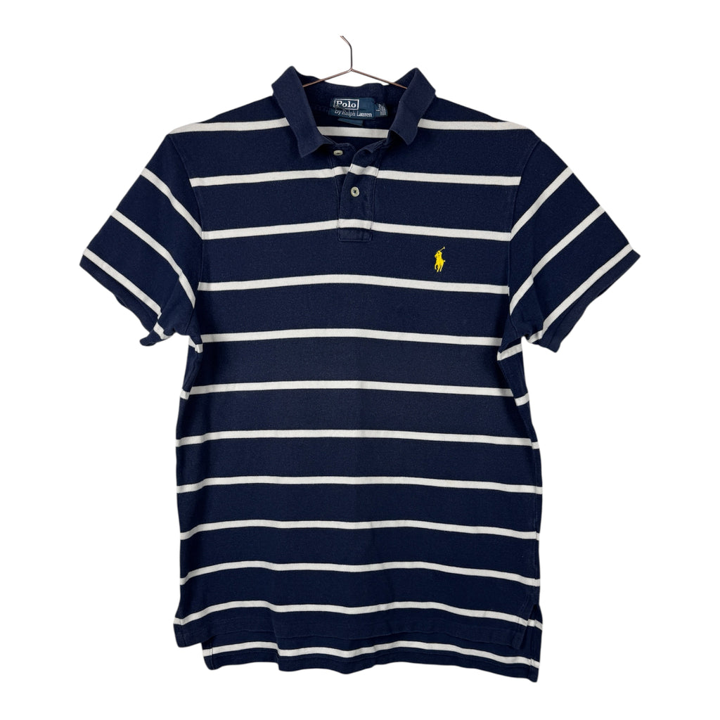 Ralph Lauren Vintage Navy and White Striped Custom Fit Polo Shirt