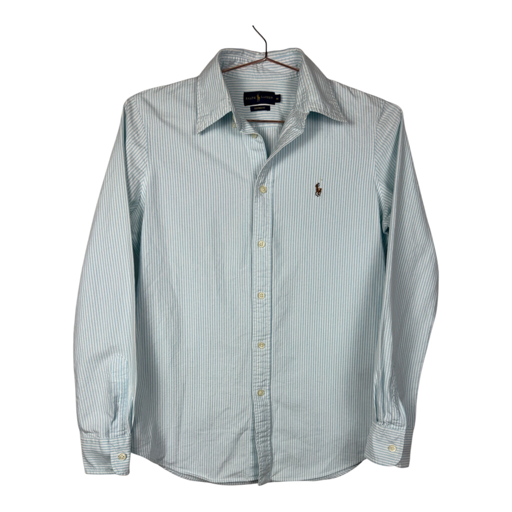 Ralph Lauren Vintage Light Blue Striped Custom Fit Shirt in Women's