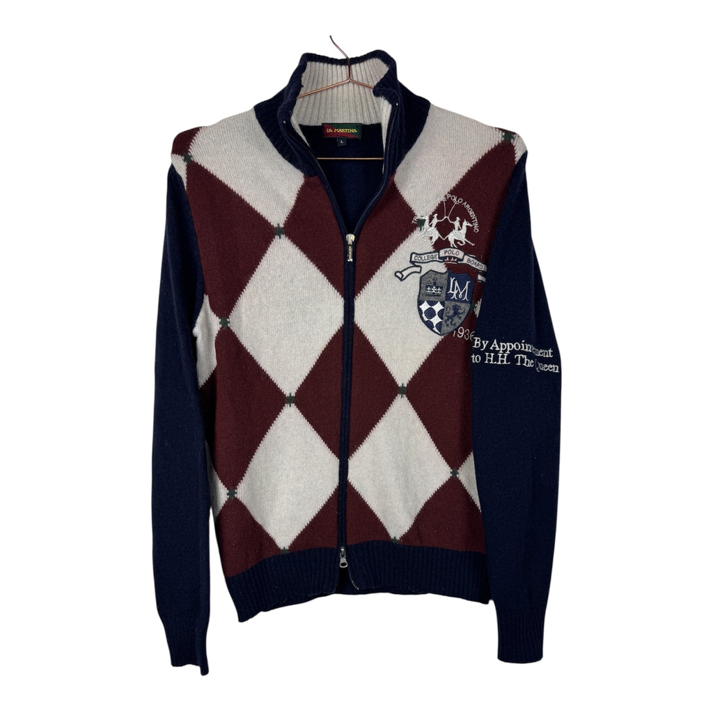 La Martina Vintage Argyle Full-Zip Sweater