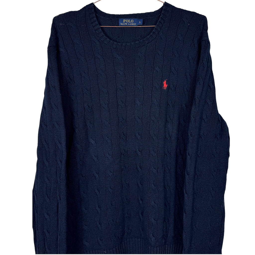 Ralph Lauren Vintage Dark Navy Blue Cable Knitted Jumper